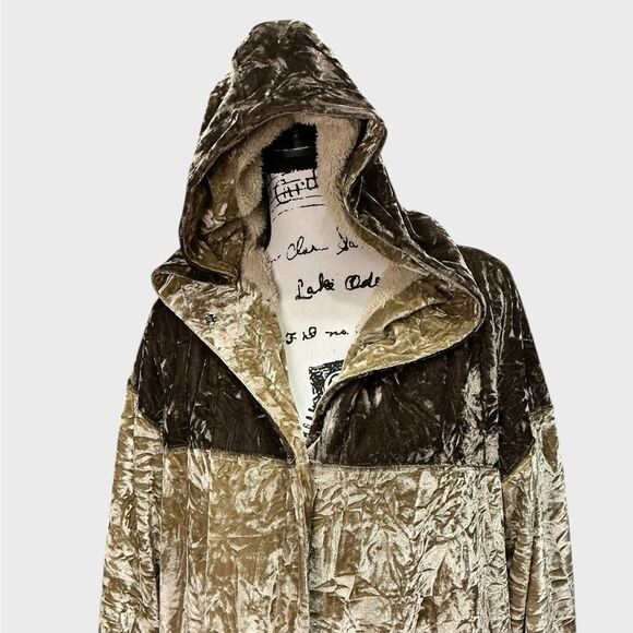 Mystree Crushed Velvet Sherpa Lined Jacket Shacklet Womens Large - Picture 2 of 7